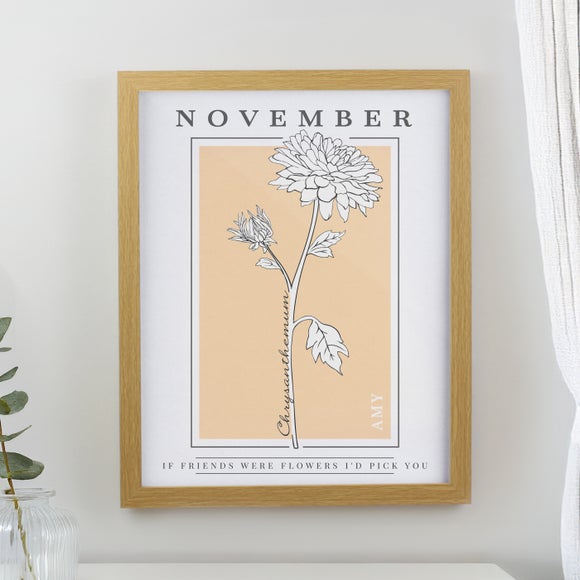 Personalised Birth Flower Poster Frame