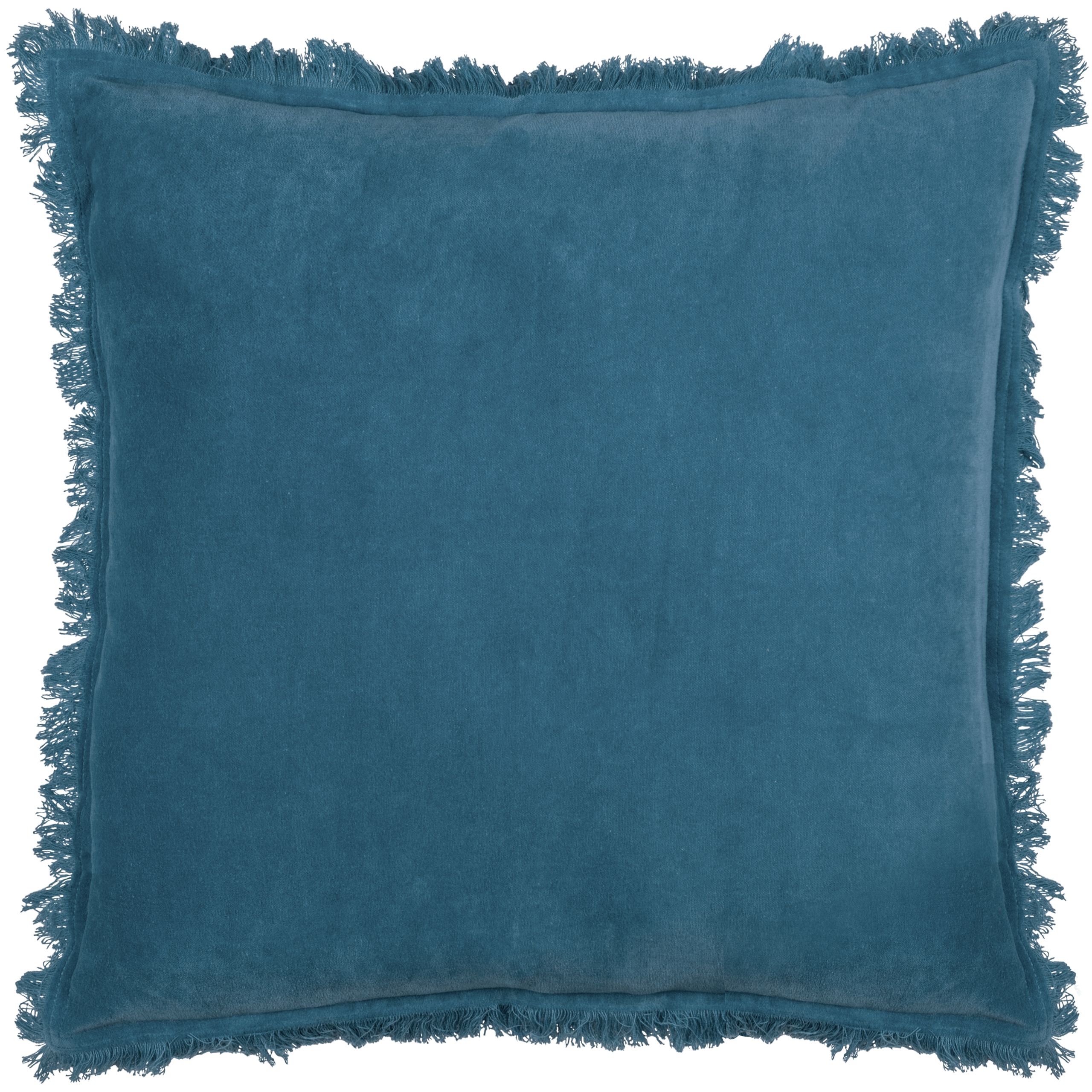 Furn Gracie 100% Cotton Velvet Fringed Cushion in Dark Blue