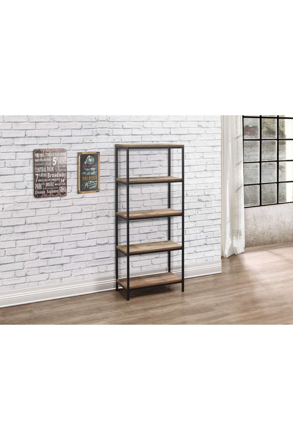 Birlea Industrial Shelving Unit Urban Chic Bookcase Shelves Wood Metal in Brown