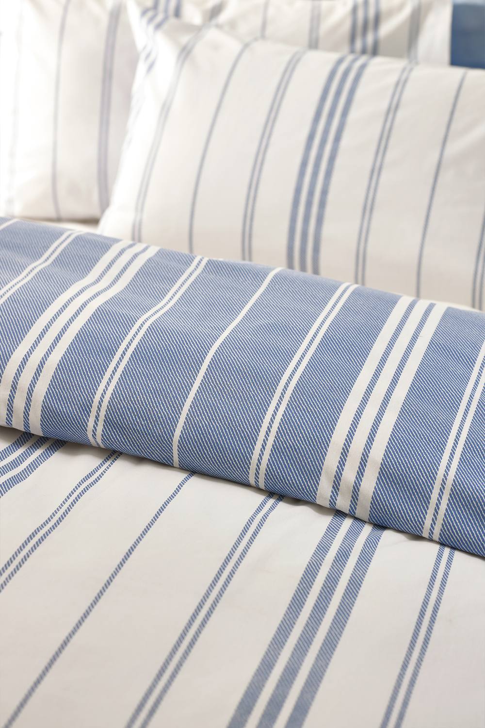 Catherine Lansfield 'Harbour Stripe' Reversible Duvet Cover Set in Blue 4