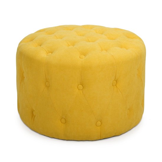 Verona Small Round Pouffe In Sunny Yellow