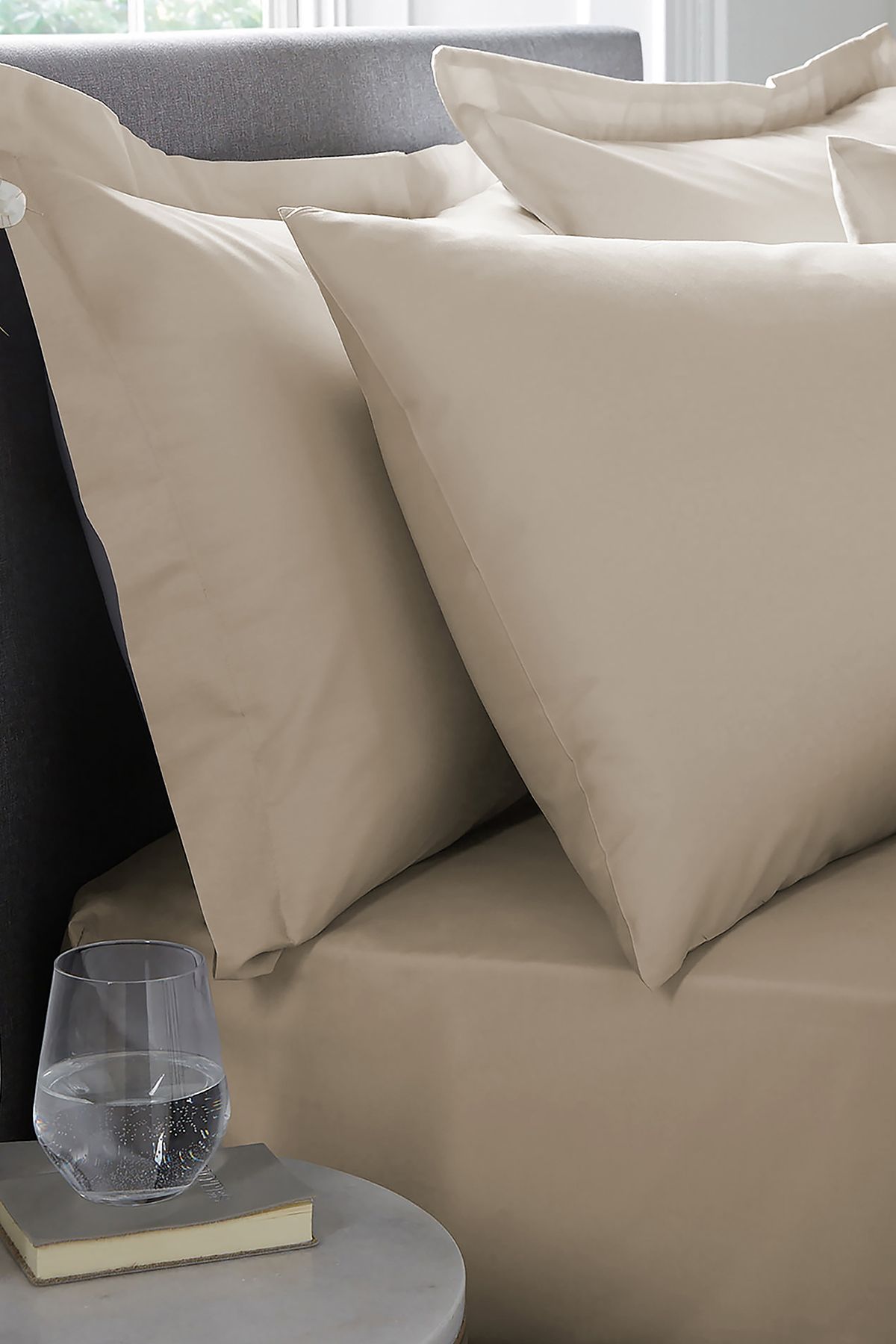 Appletree 'Premium 200TC Plain Dye' Hotel Quality 100% Percale Cotton Oxford Pillowcases (Pair) in Natural