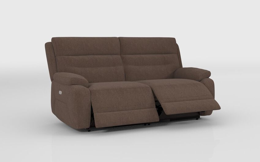 Brown Fabric Fenton 3 Seater Power Recliner Sofa