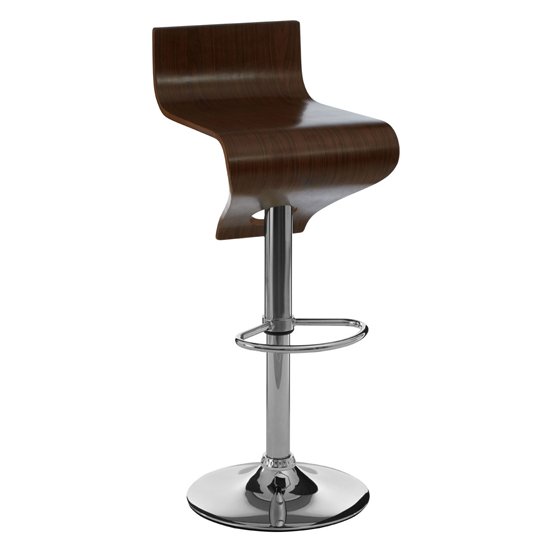 Savial Wooden Bar Stool In Walnut With Chrome Stand