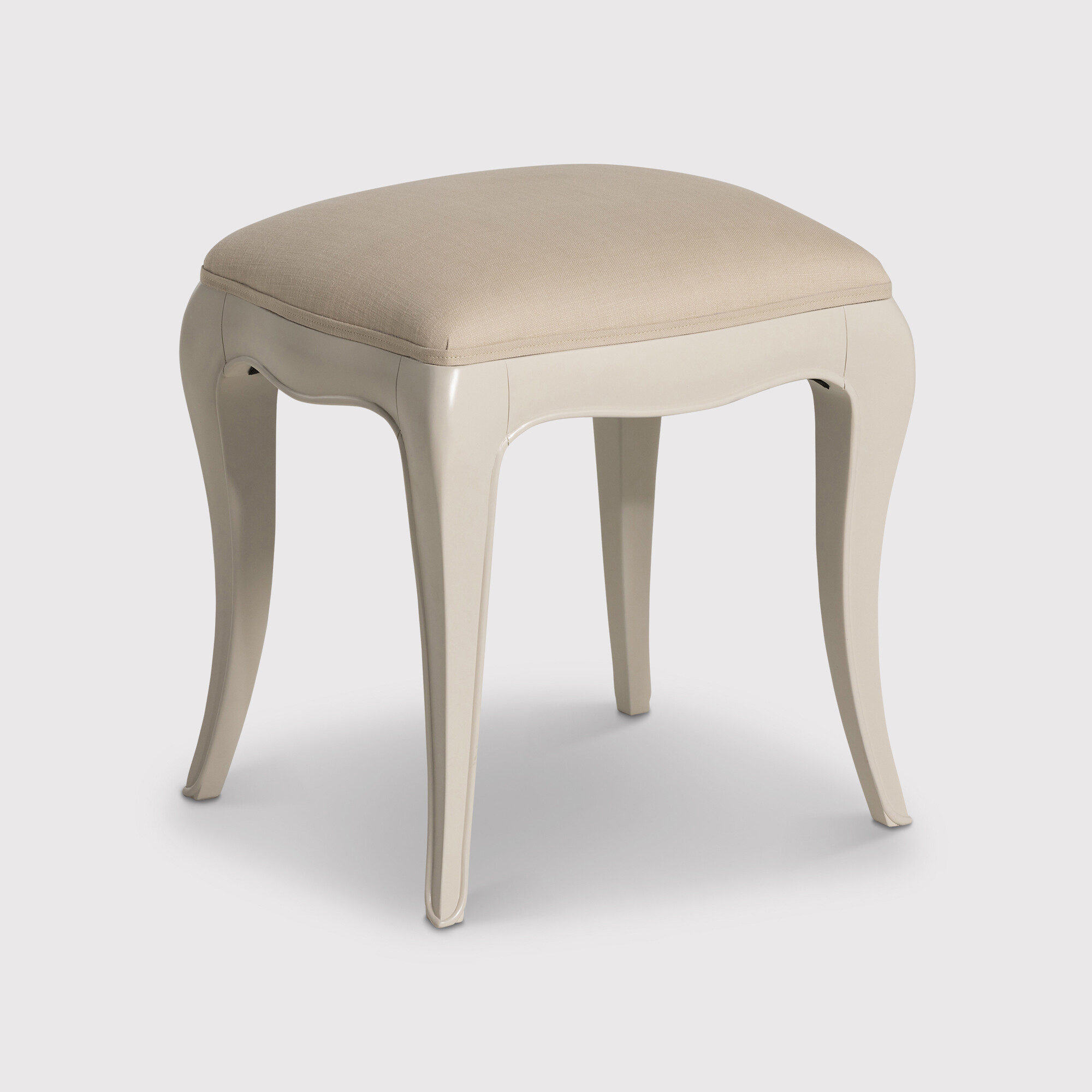 Calista Upholstered Stool, White Wood | Barker & Stonehouse