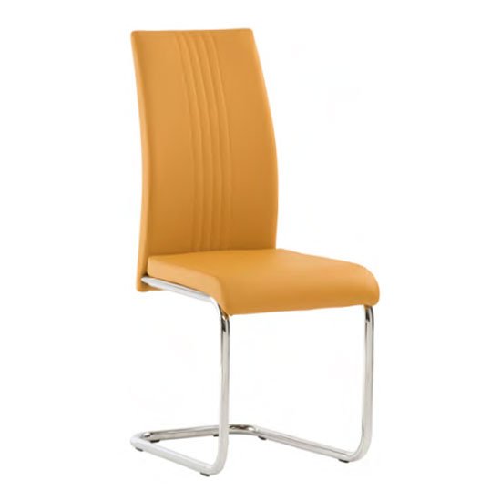 Monaco PU Leather Dining Chair In Mustard