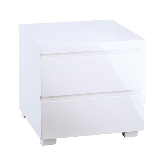 Curio Bedside Cabinet In White High Gloss With 2 Drawers