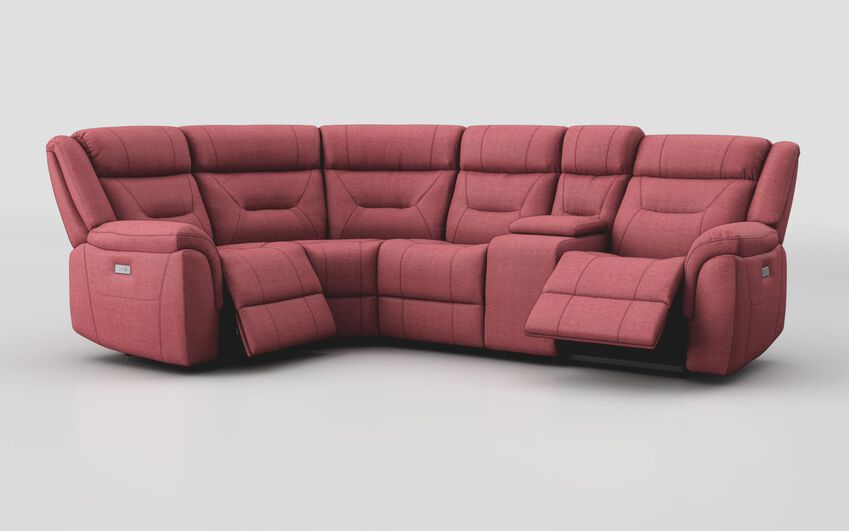 Pink Fabric Ainsdale 1 Corner 2 Power Sofa with Console