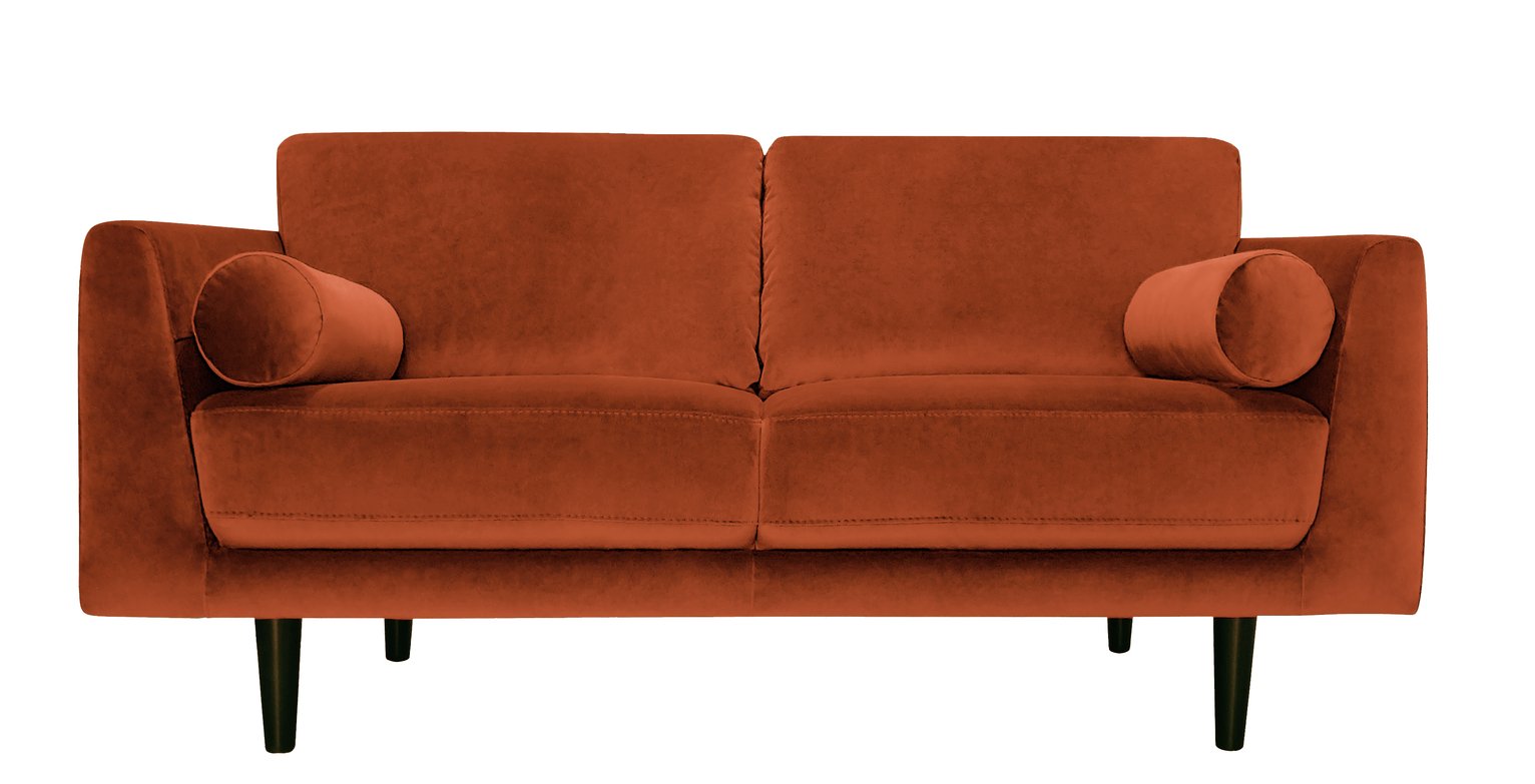 Habitat Jackson 3 Seater Velvet Sofa - Orange