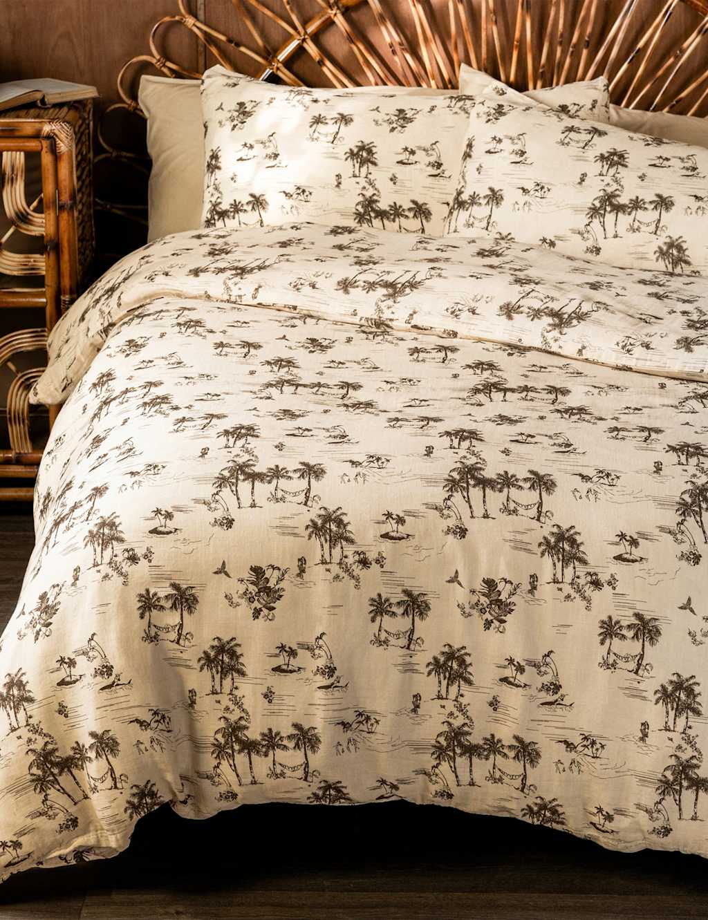 Rockett St George Pure Cotton Palm Party Duvet Set Cream Mix