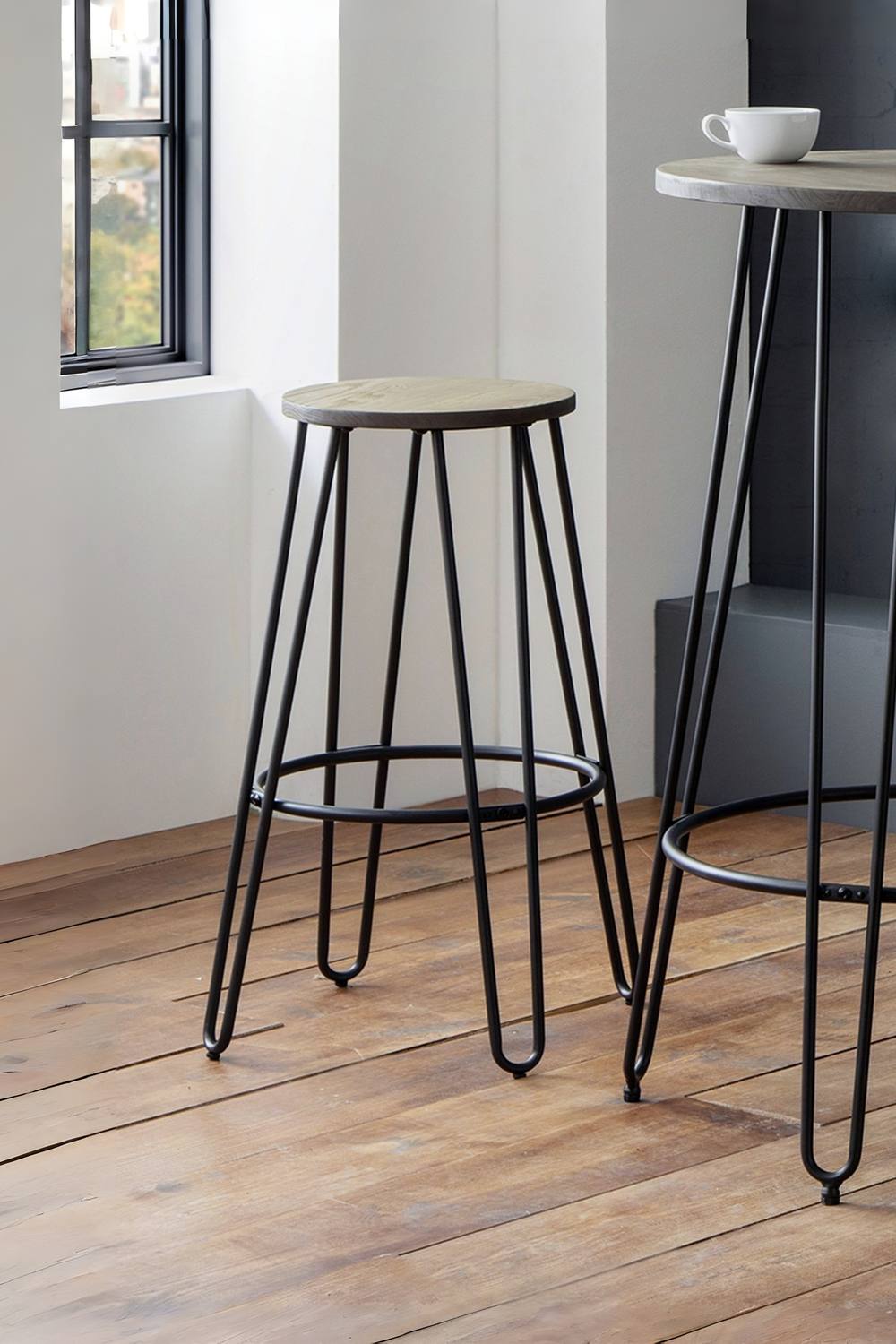 Julian Bowen Dalston Round Bar Stool (Set of 2) in Brown