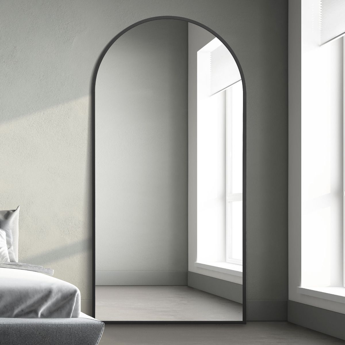 MirrorOutlet Black Framed Arched Leaner/Wall Mirror 75" X 47" (190CM X 120CM) 6