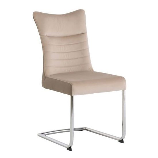 Pasadena Matt Velvet And PU Dining Chair In Natural Taupe