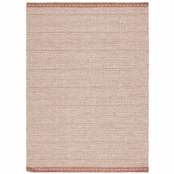 Knox Rug In Coral - Hand Woven - 73% Wool, 14% Cotton, 9% Polyester & 4% Viscose - W120 x D170cm