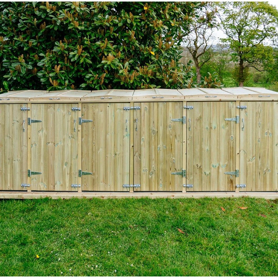 Buttercup Farm Shireburn Sextet Wheelie Bin Store, Timber, Fits 6 x 360L Wheelie Bins in Brown