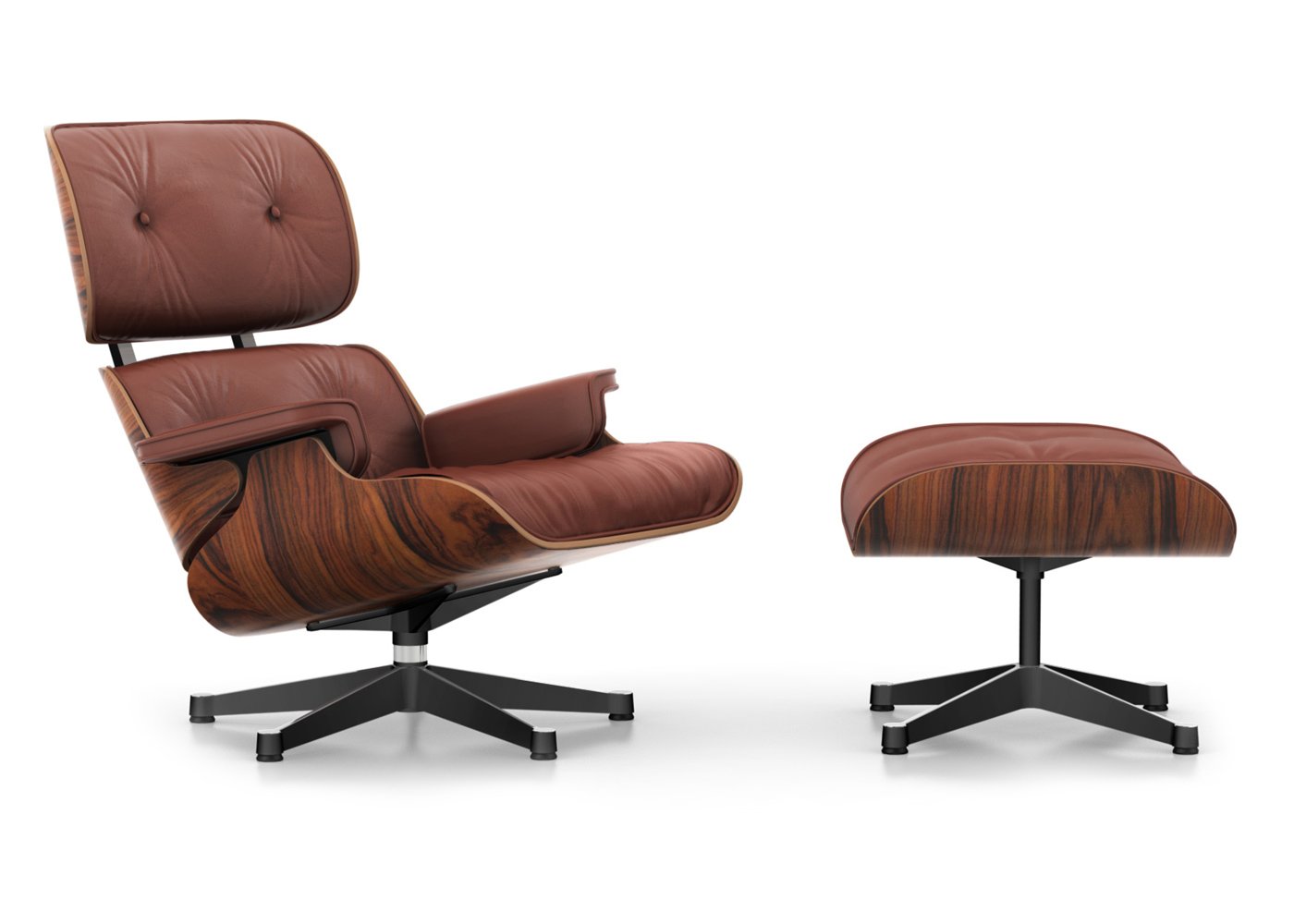 Vitra Classic Eames Lounge Chair & Ottoman in Santos Palisander & Brandy