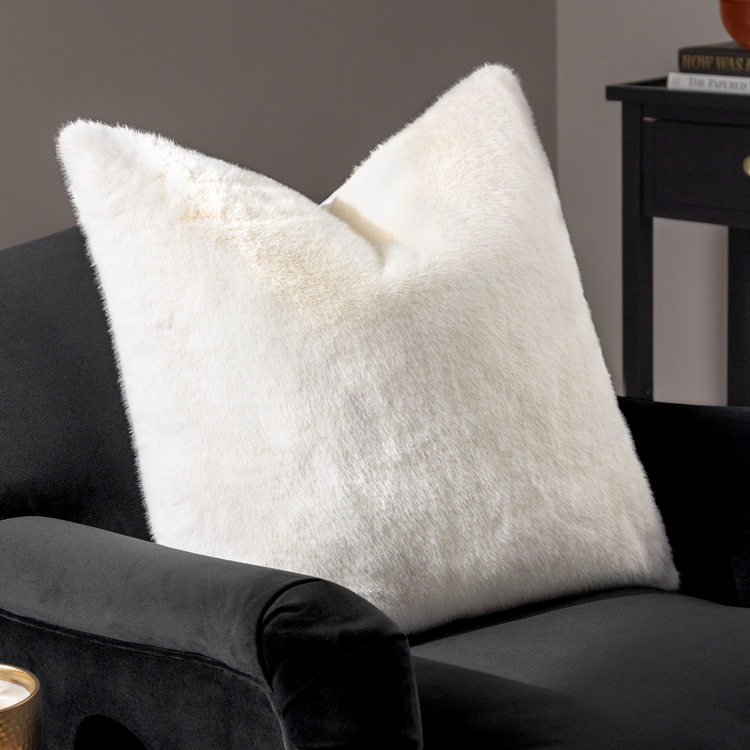 Paoletti Stanza Faux Fur Cushion in Ecru