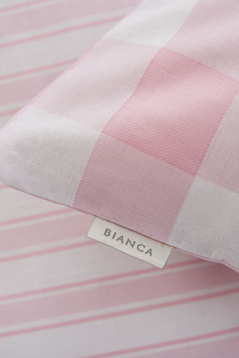 Bianca 'Check & Stripe' Cotton Fitted Sheet in Pink 2