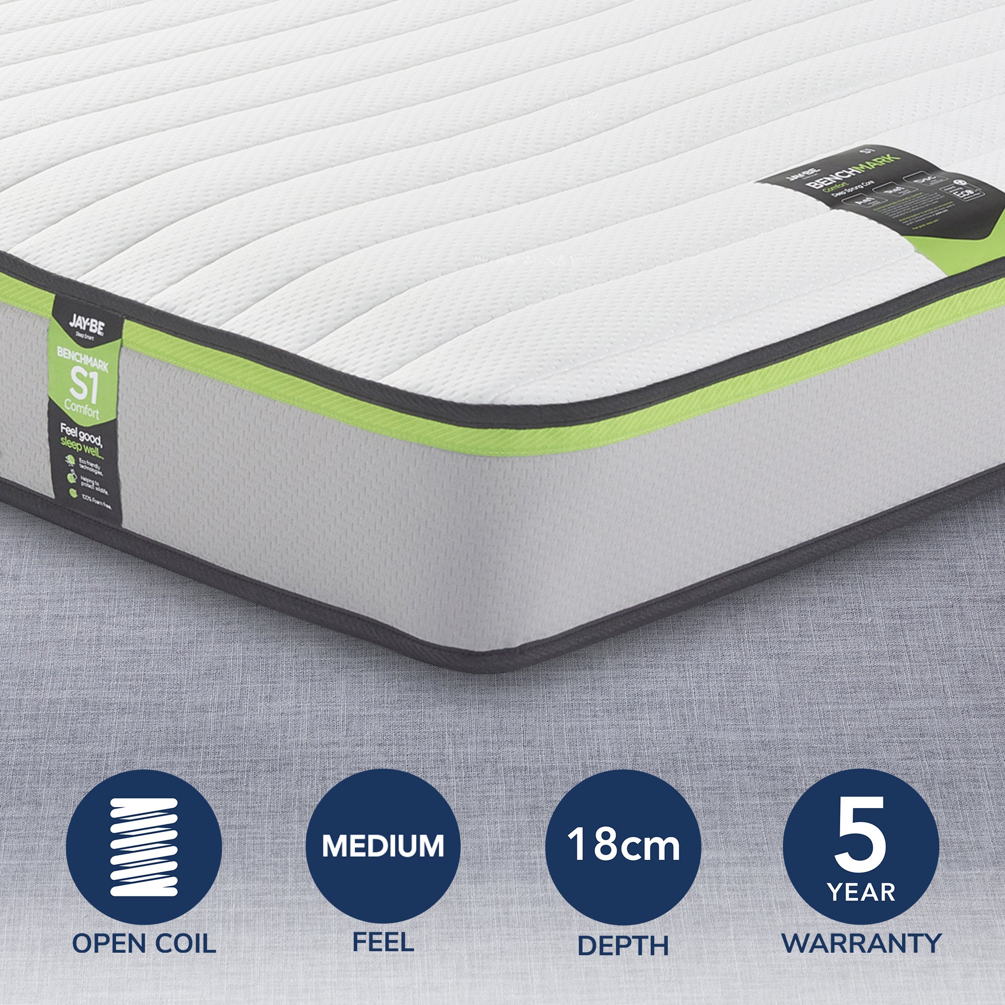 Jay-Be Benchmark S1 Medium Comfort Sprung Mattress White