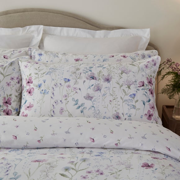 Dorma Wildflower Mauve 100% Cotton Pillowcase Pair