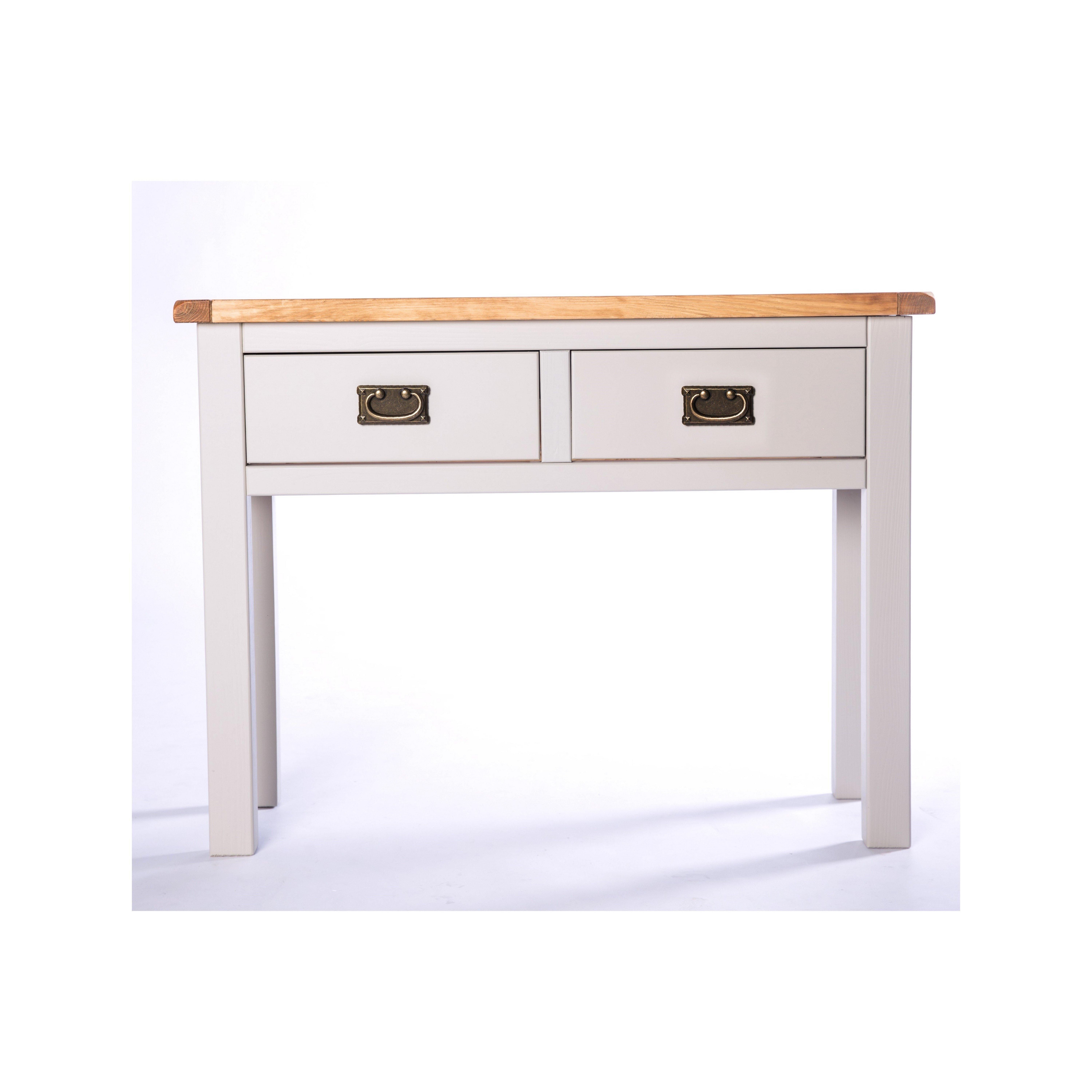 Cabinet Bits Argenta Light Grey 2 Drawer Console Table Brass Drop Handle