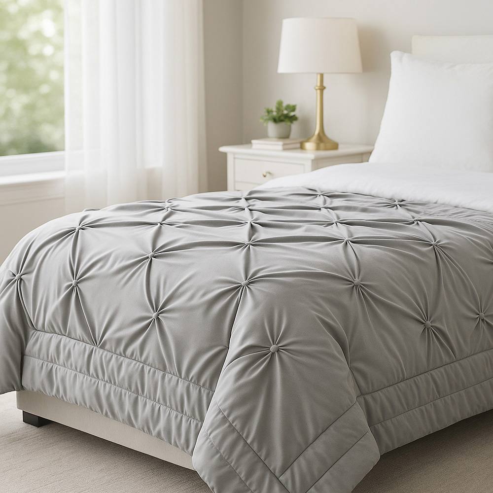 Voltico Buttoned Bedspread 140×200cm - Teal/Plum/Natural/Silver in Silver