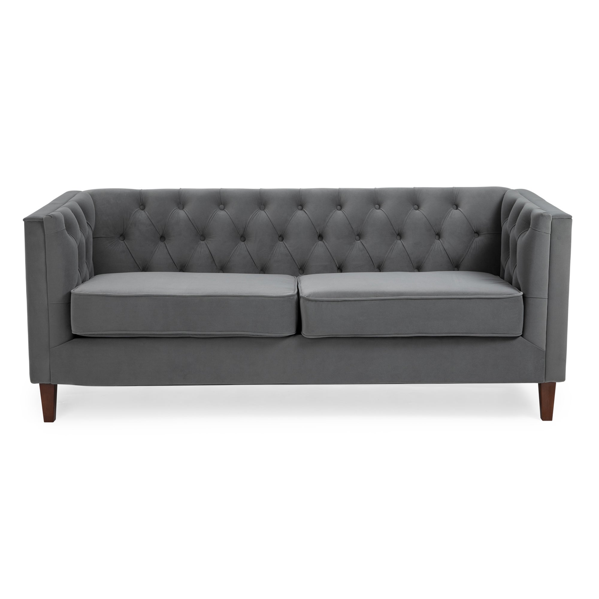 Isabel Velvet Chesterfield 3 Seater Sofa Grey