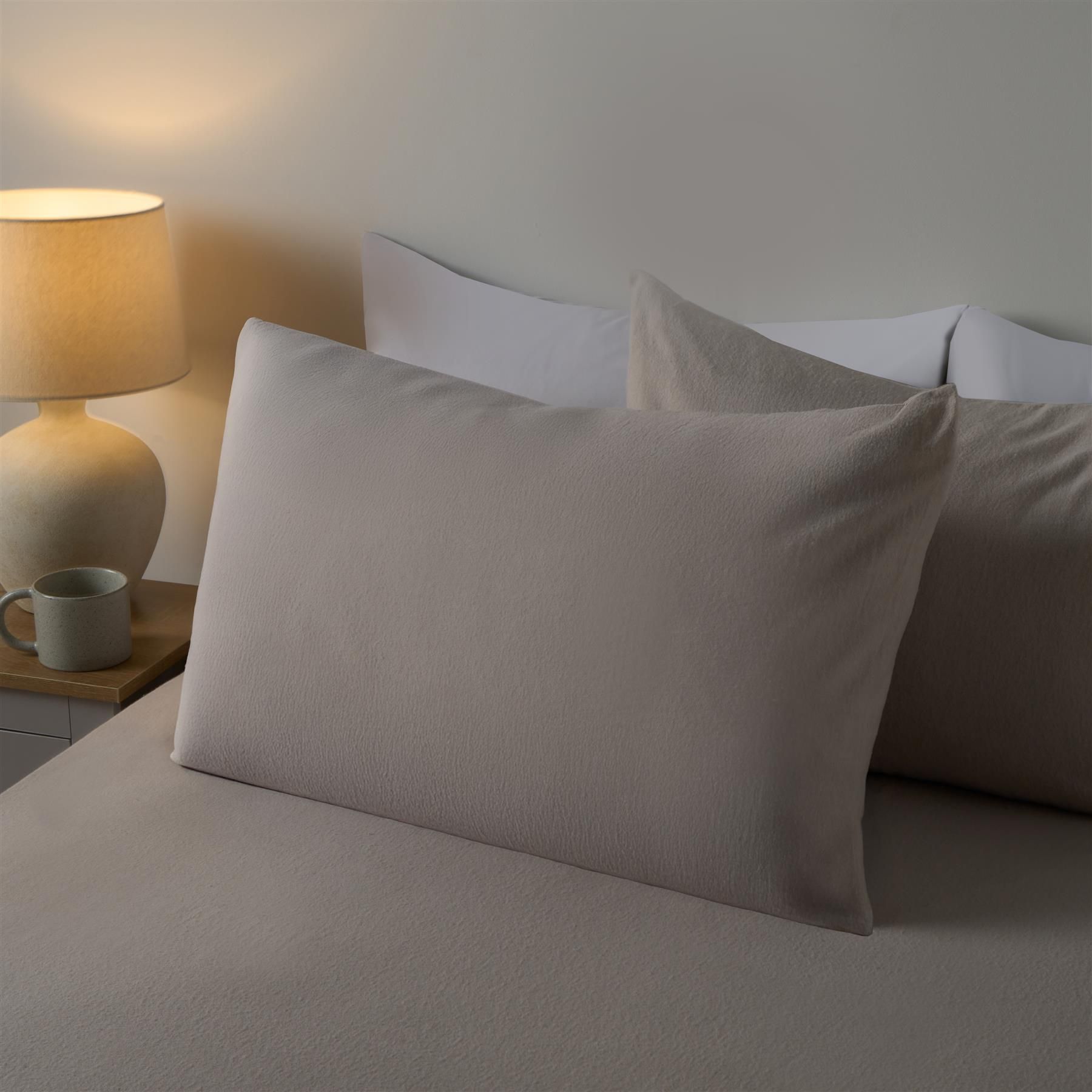 OHS 2 Pack Essential Brushed Cotton Soft Housewife Pillowcases in Natural
