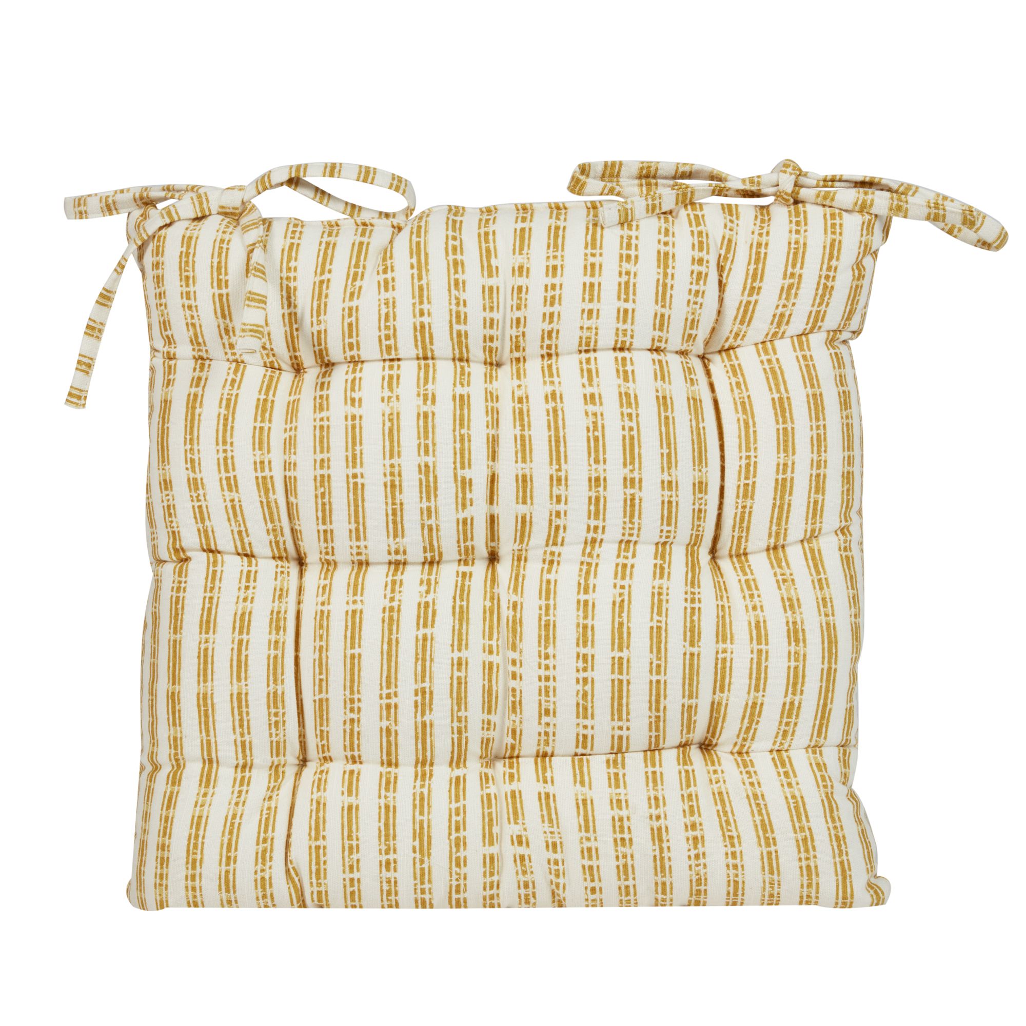 Dibor Vintage Yellow Striped Chair Seat Pad Garden Furniture Cushion L40cm x W40cm