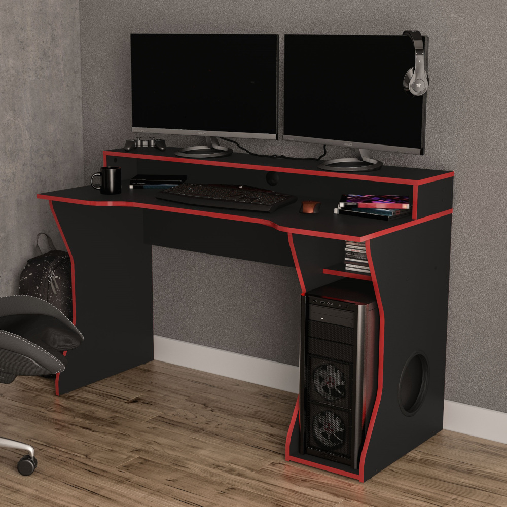Enzo Black and Red Wooden Gaming Desk
