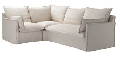 Isaac Asym: LHF Single w RHF 2 Seat Sofa Bed in Taupe Brushed Linen Cotton - sofa.com