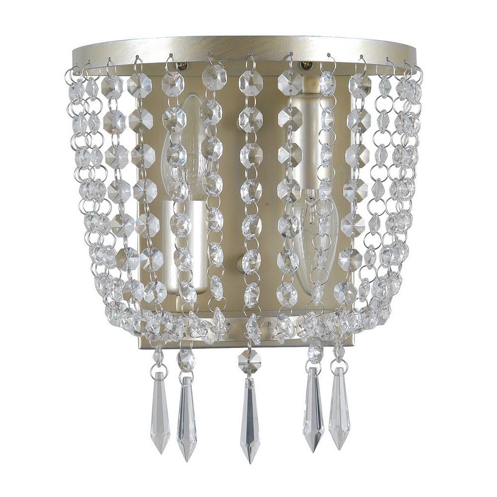 Netlighting Wall Lamp Champagne 2 Light with Crystal Glass Shade E14 in Beige