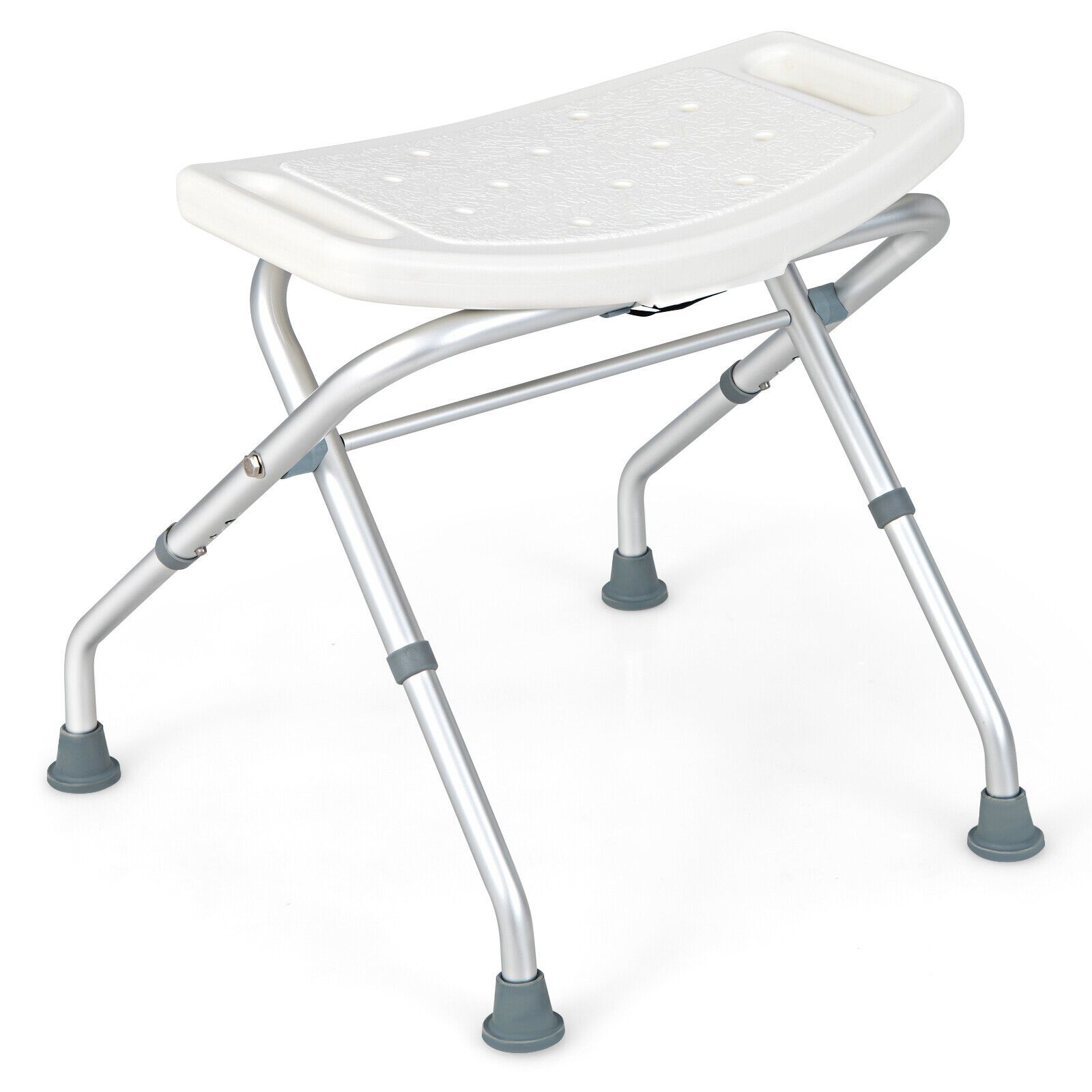 Costway Folding Shower Stool Height Adjustable Shower Seat Bath Chair w/Handle in White