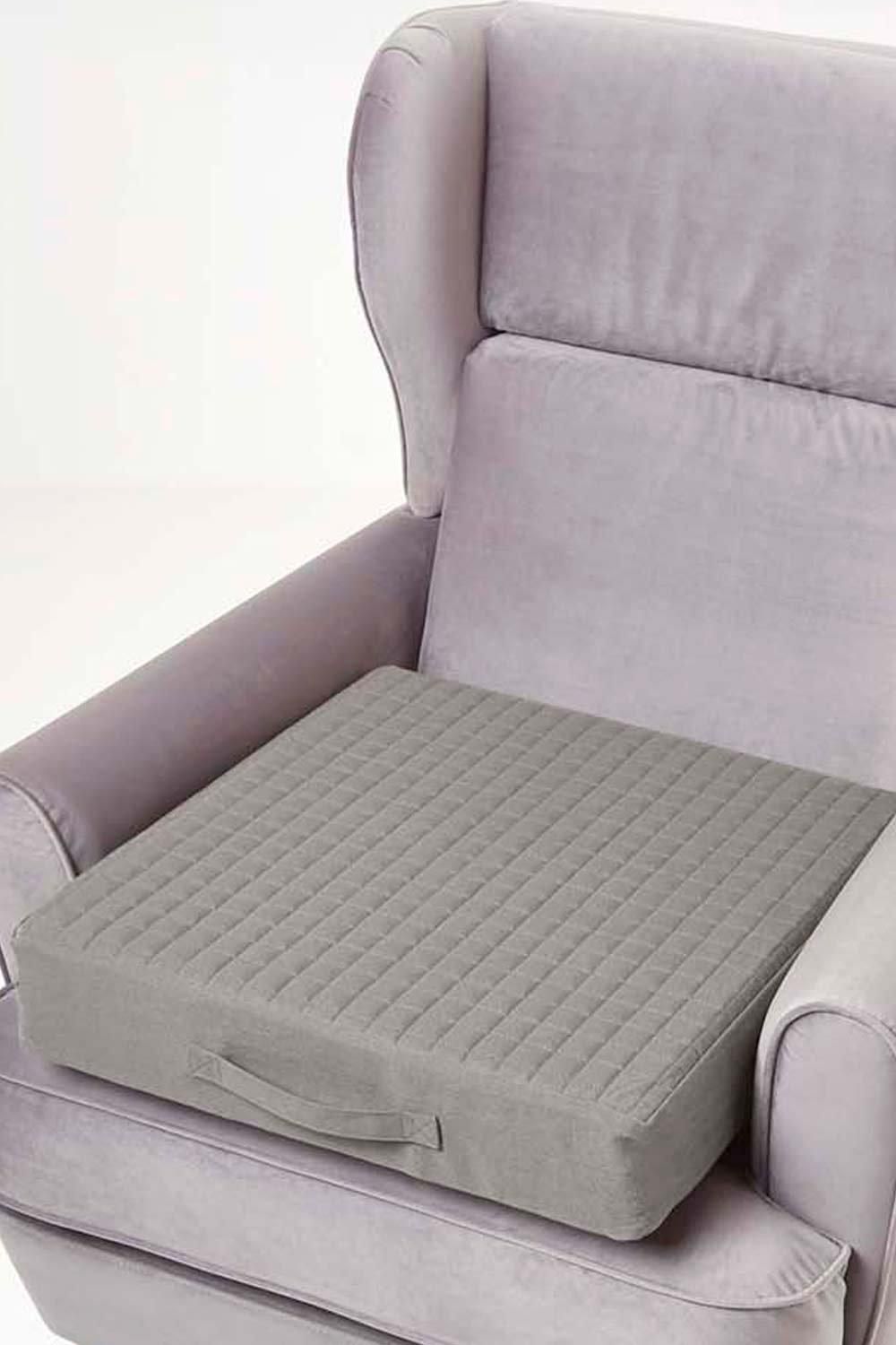 Homescapes Cotton Orthopaedic Foam Armchair Booster Cushion in Charcoal