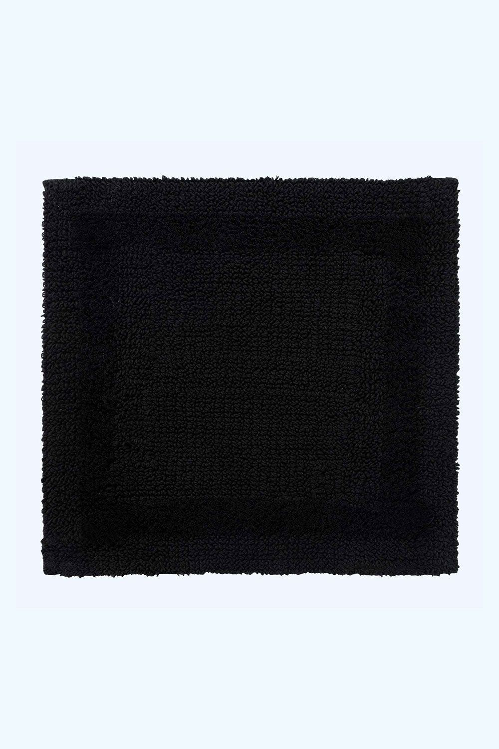 Homescapes Luxury Square Bath Mat 1600GSM 100% Cotton Reversible Shower Mat, 50cm in Black