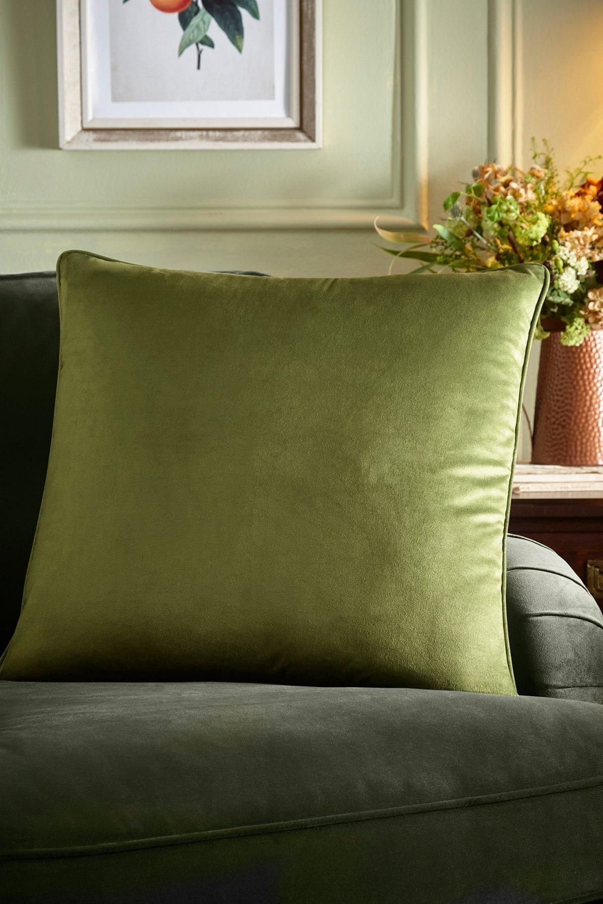 Appletree 'Harlan' Velvet Filled Cushion in Olive