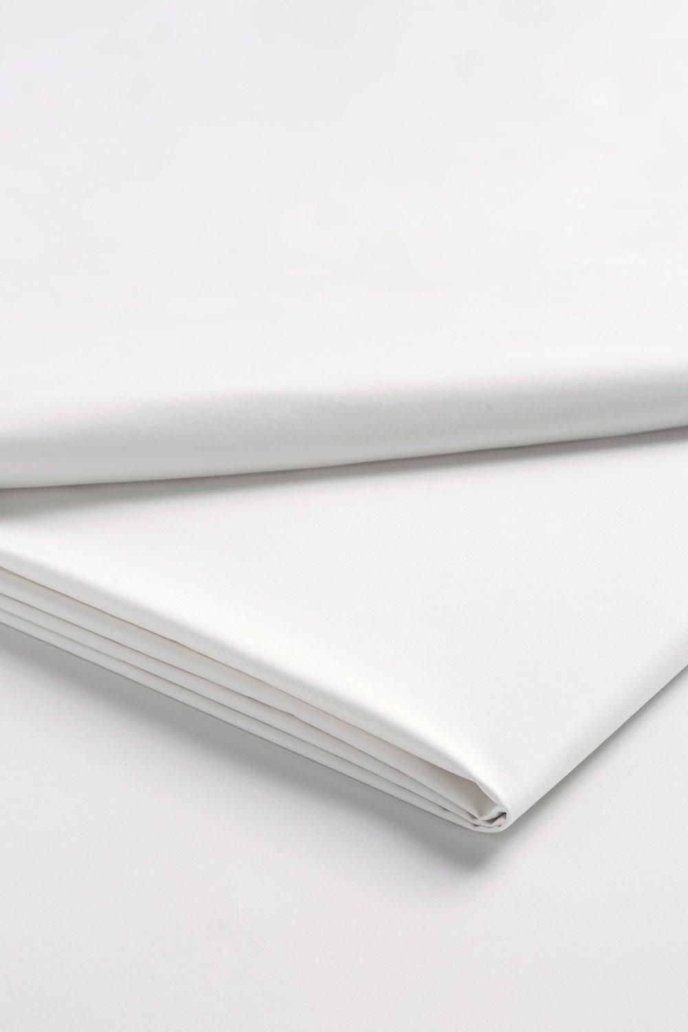 CHRISTY 400TC Luxury Cotton Sateen Plain Dye Bedding Flat Sheets in White