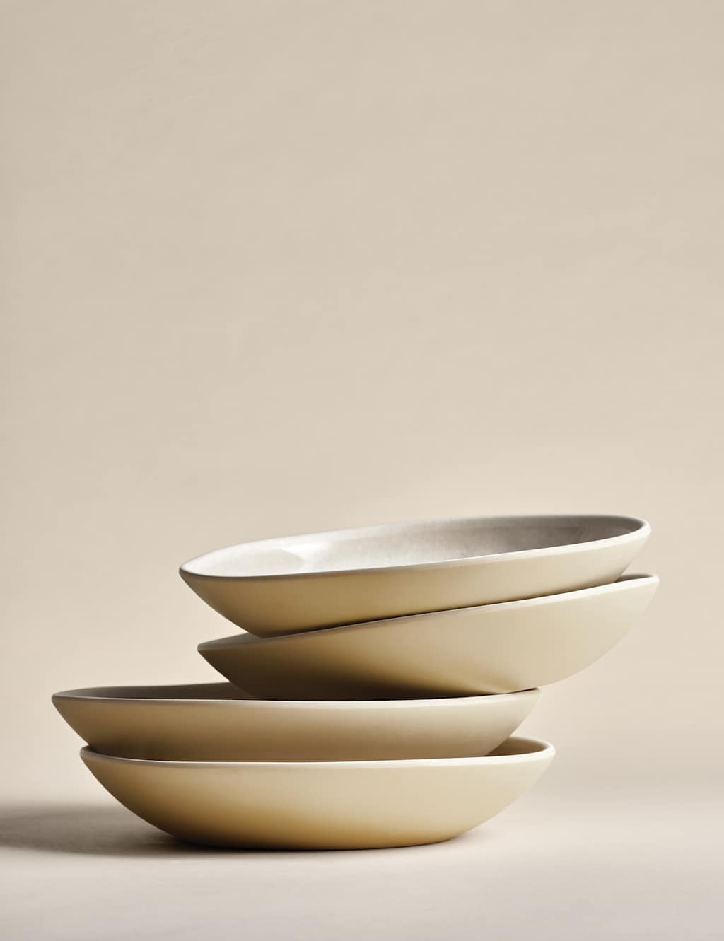 M&S Set of 4 Linen Reactive Picnic Pasta Bowls Natural