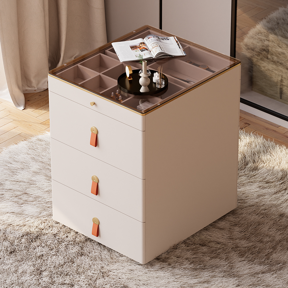 Modern Champagne Walk-in Wardrobe Island 6 Drawers Dresser & Chest with Jewellery Storage