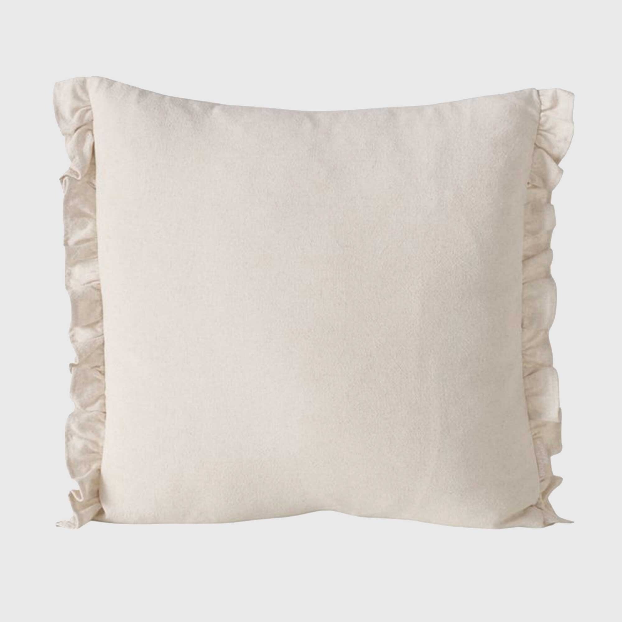 Natural Ruffle Cushion, Square, Neutral Fabric | Barker & Stonehouse