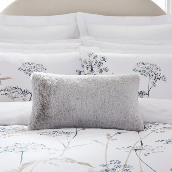 Dorma Purity Faux Fur Grey Boudoir Cushion