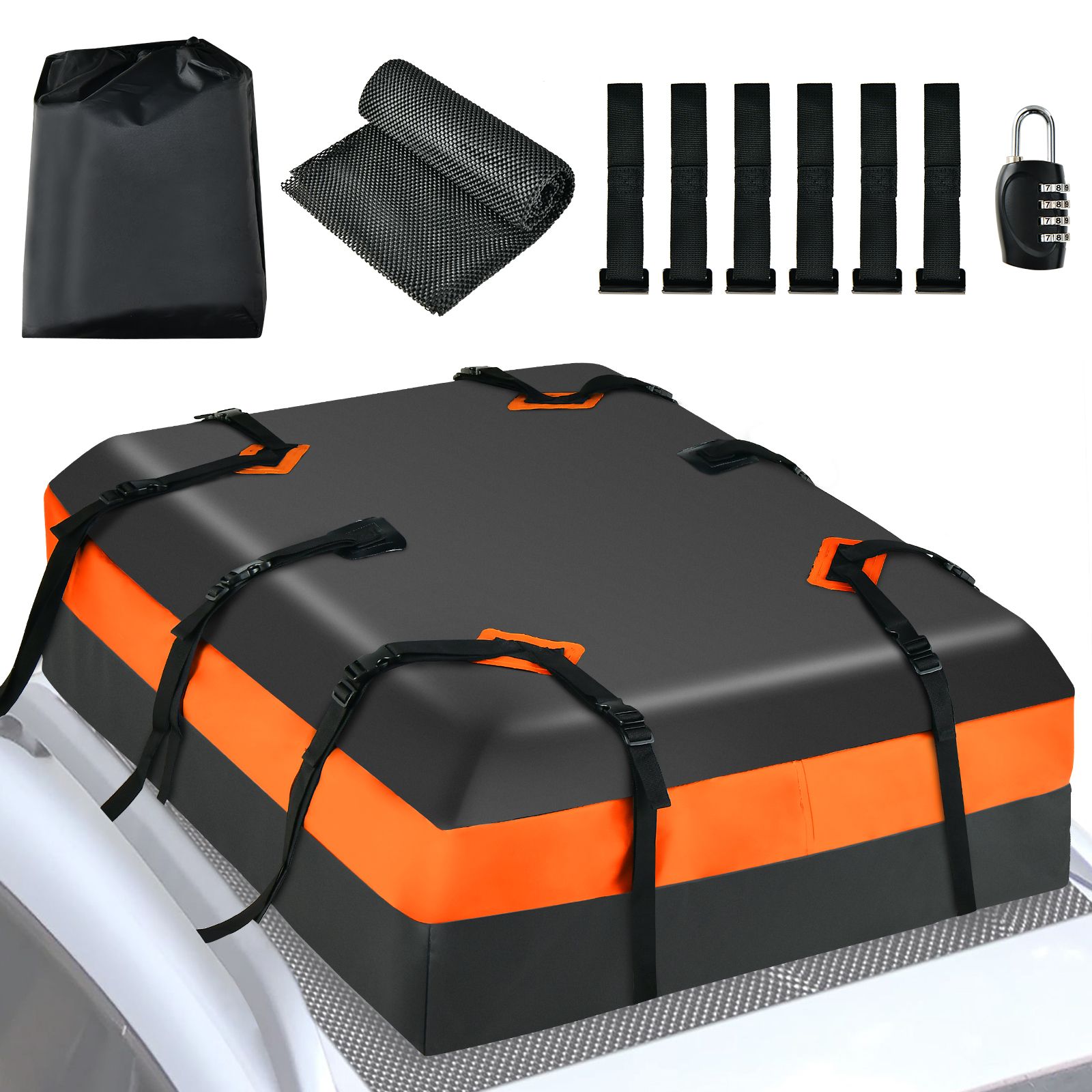 Costway 424L Large Car Roof Top Rack Luggage Carrier Bag Storage Bag Travel Waterproof in Black