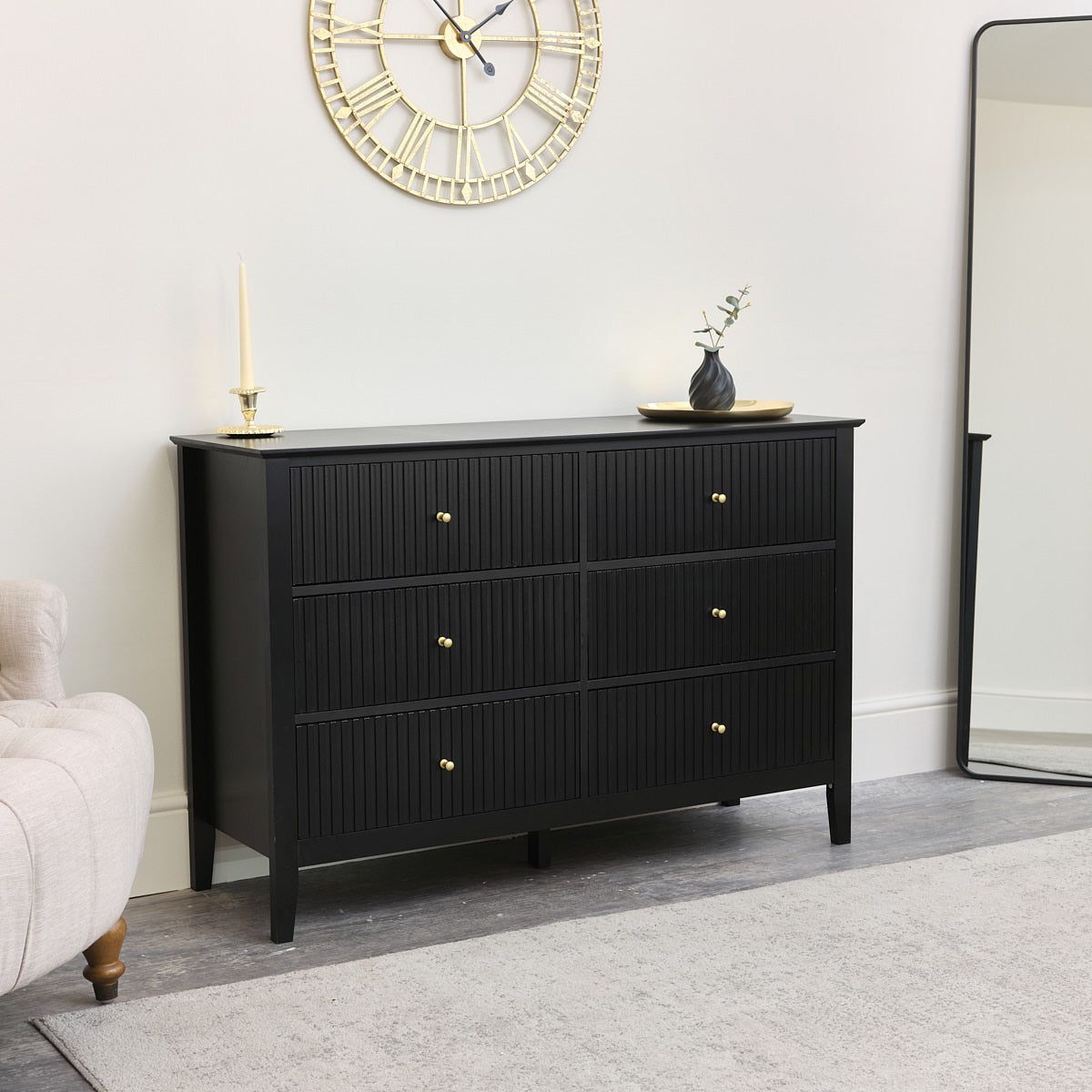 Melody Maison Large 6 Drawer Chest Of Drawers - Hales Black Range