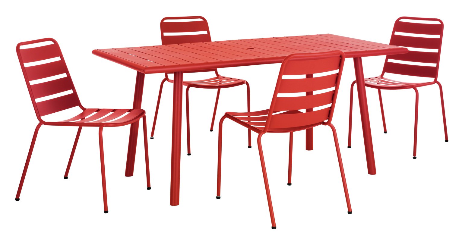 Habitat Darwin 4 Seater Metal Bistro Set - Red