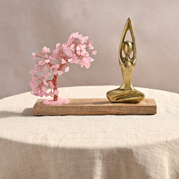 Serenity Rose Quartz Gemstone Tree and Yoga Ornament