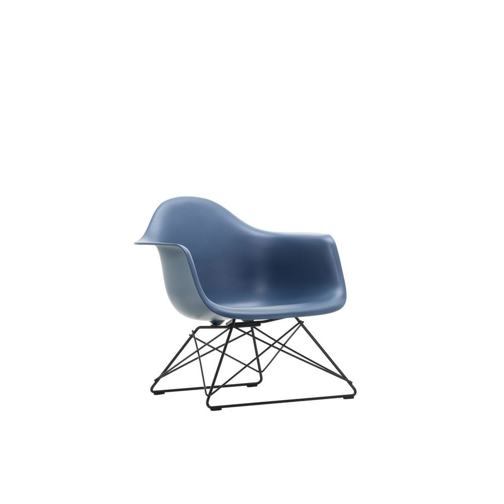 Vitra Eames LAR Chair Sea Blue Basic Dark Powder Coated Wire Base With Cross Struts