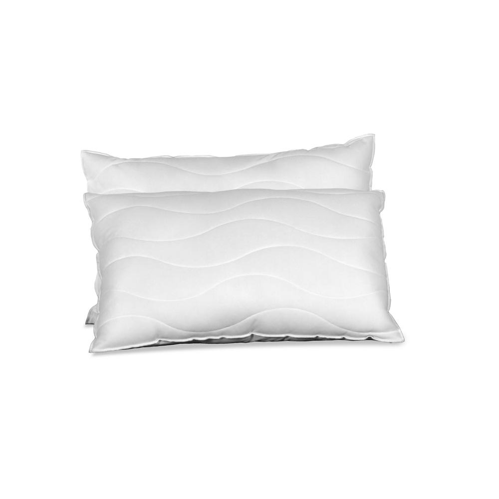 Rest Relax 2 Pack Super Support Fibre Pillows - Soft Quilted Covers in White