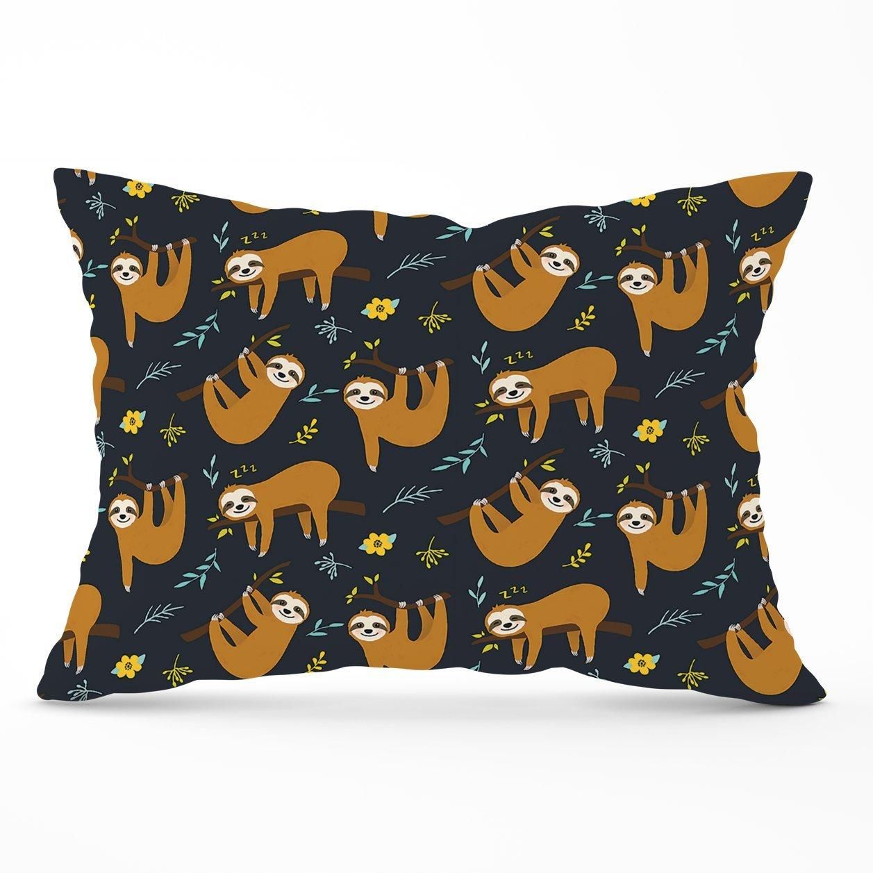 Warren Reed - Designer Cute Sloths Cushions in Brown