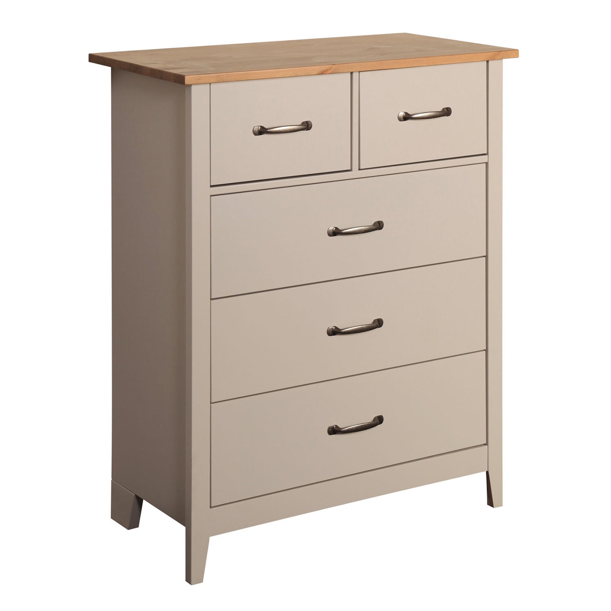 Norfolk Grey Wide 5 Drawer Chest Grey and Brown