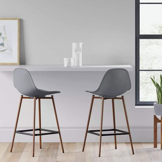 Copley Grey Plastic Counter Bar Stool In A Pair
